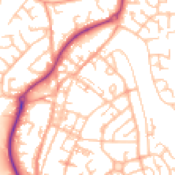 Daytime road noise heatmap for ST8 6DU