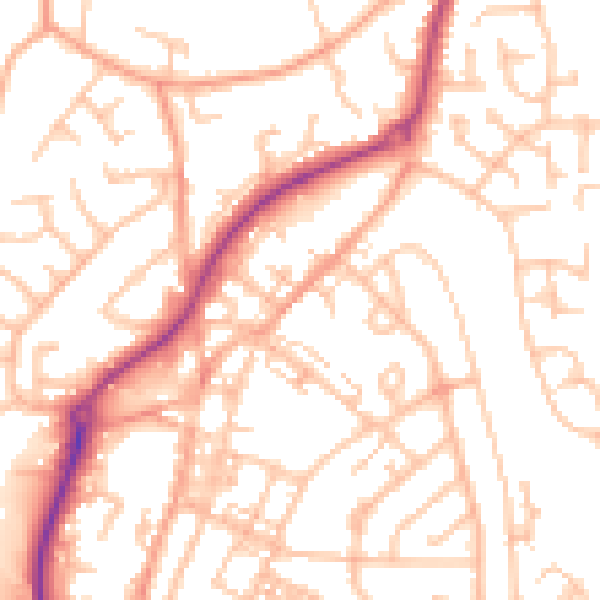 Daytime road noise heatmap for ST8 6DX