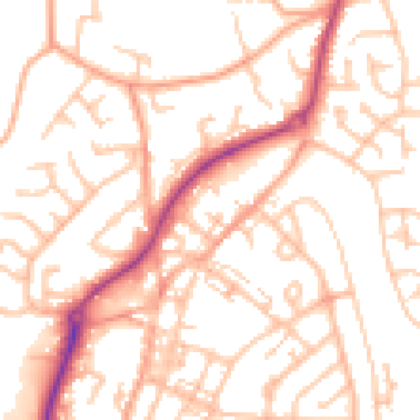 Daytime road noise heatmap for ST8 6ED
