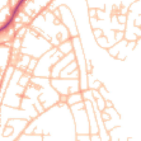 Daytime road noise heatmap for ST8 6HQ