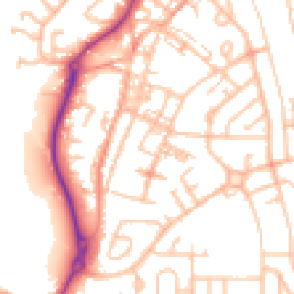 Daytime road noise heatmap for ST8 6JD