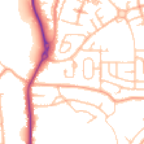 Daytime road noise heatmap for ST8 6LF