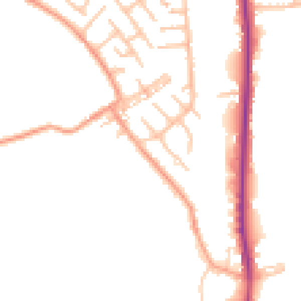 Daytime road noise heatmap for ST8 6PJ