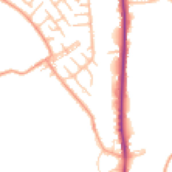 Daytime road noise heatmap for ST8 6TD