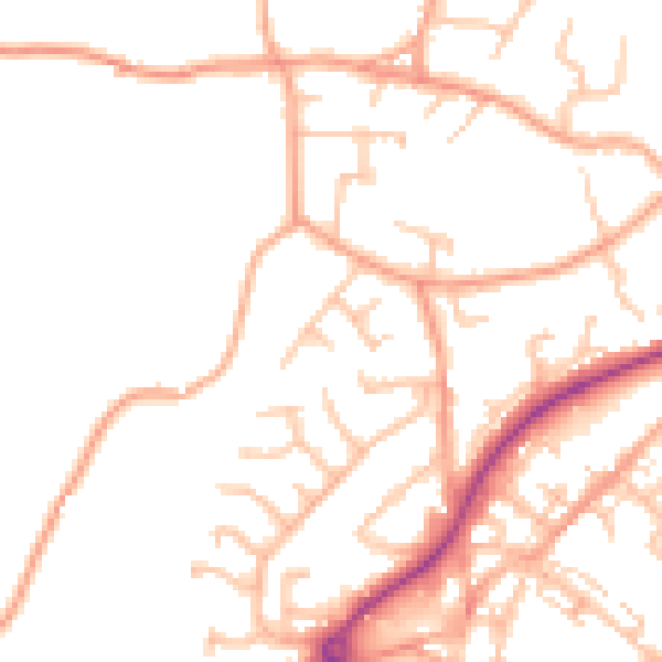 Daytime road noise heatmap for ST8 6UE