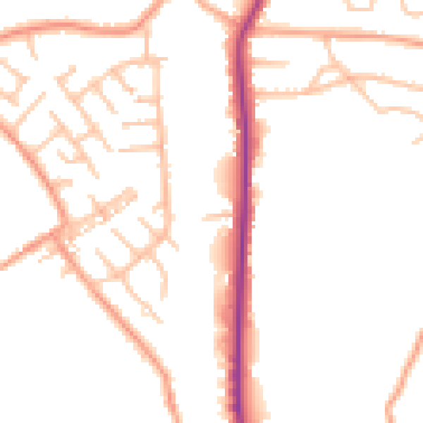 Daytime road noise heatmap for ST8 7AJ