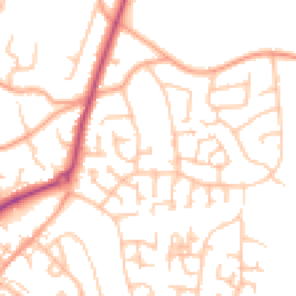 Daytime road noise heatmap for ST8 7EZ