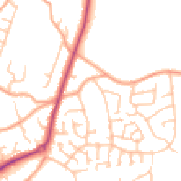 Daytime road noise heatmap for ST8 7FB