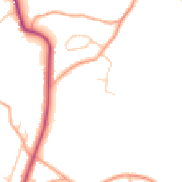 Daytime road noise heatmap for ST8 7GZ