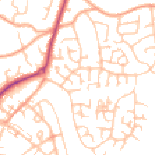 Daytime road noise heatmap for ST8 7HQ