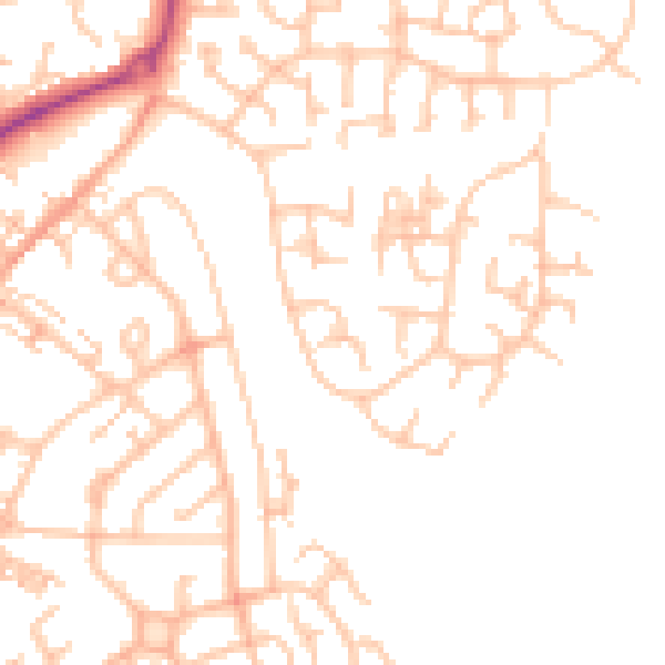 Daytime road noise heatmap for ST8 7LN
