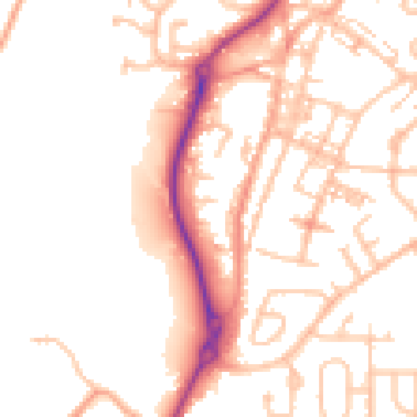 Daytime road noise heatmap for ST8 7PH