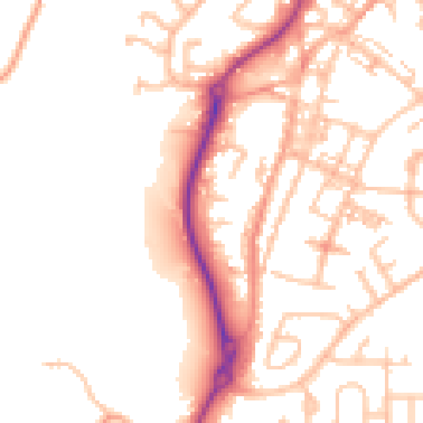 Daytime road noise heatmap for ST8 7PJ