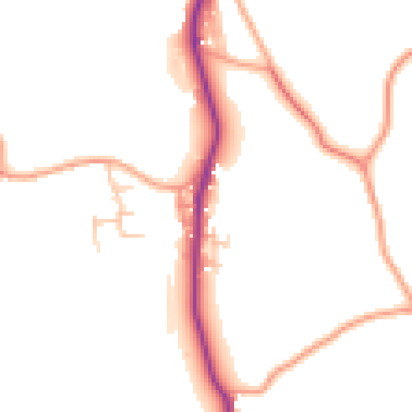 Daytime road noise heatmap for ST8 7QD