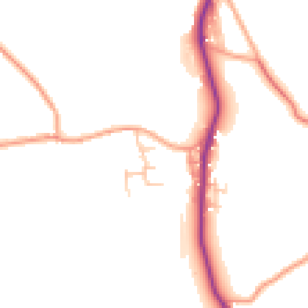 Daytime road noise heatmap for ST8 7RB