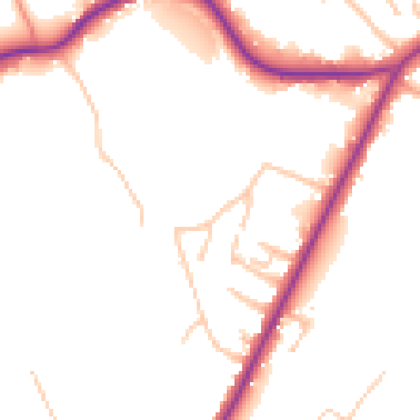 Daytime road noise heatmap for ST9 9DA