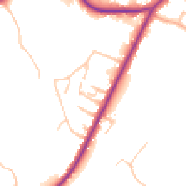 Daytime road noise heatmap for ST9 9EQ
