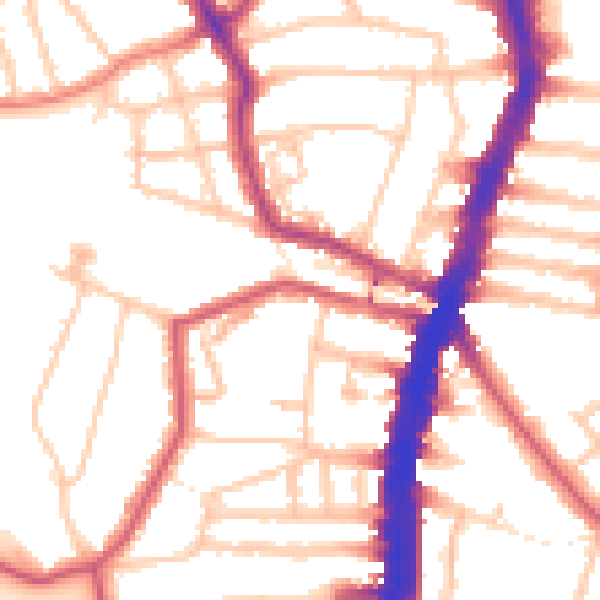 Daytime road noise heatmap for SW16 1AA
