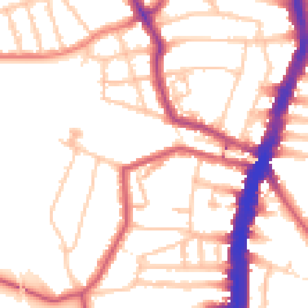 Daytime road noise heatmap for SW16 1AB