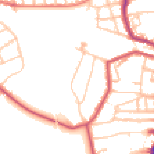 Daytime road noise heatmap for SW16 1AJ