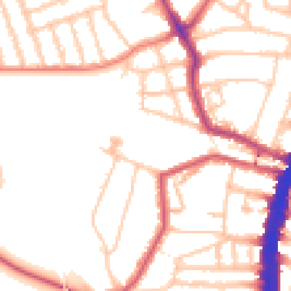 Daytime road noise heatmap for SW16 1AN
