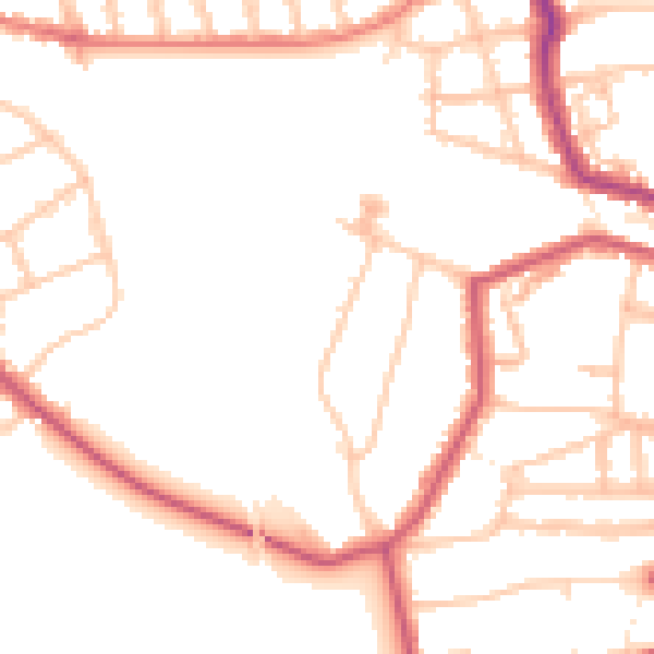 Daytime road noise heatmap for SW16 1AP