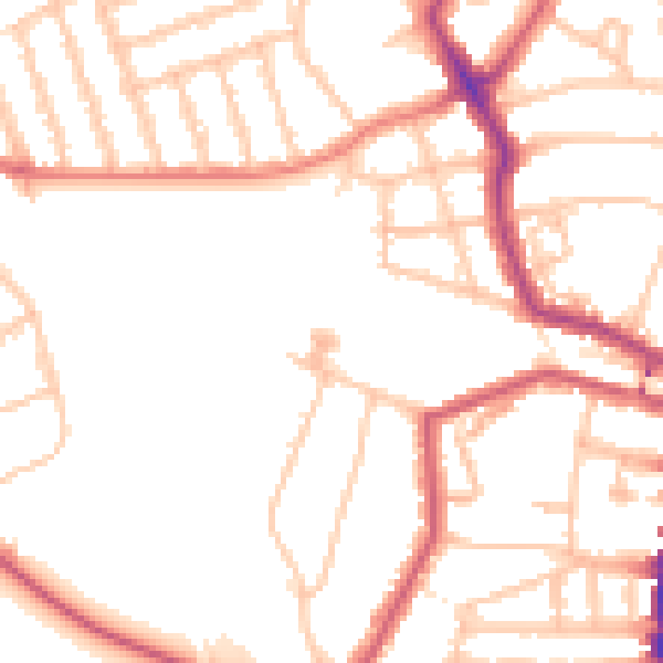 Daytime road noise heatmap for SW16 1AQ