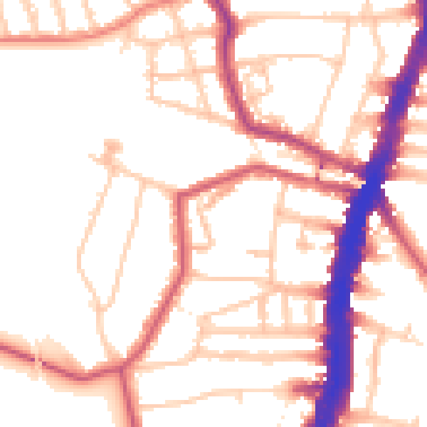 Daytime road noise heatmap for SW16 1AS
