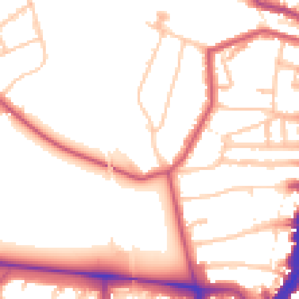 Daytime road noise heatmap for SW16 1AW