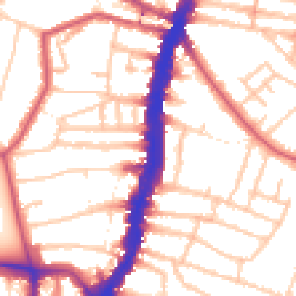 Daytime road noise heatmap for SW16 1BW
