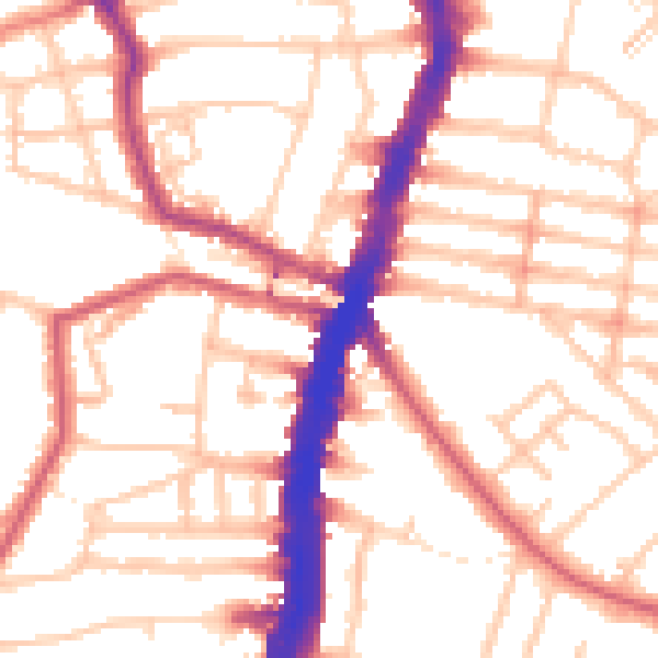 Daytime road noise heatmap for SW16 1DD