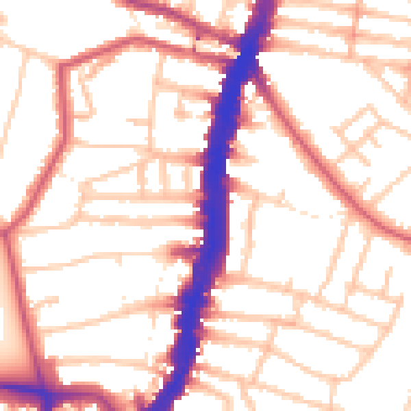 Daytime road noise heatmap for SW16 1DE