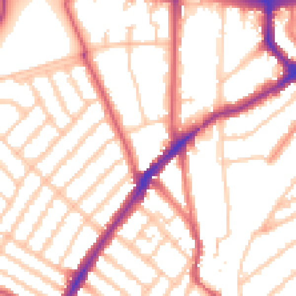 Daytime road noise heatmap for SW16 1DQ