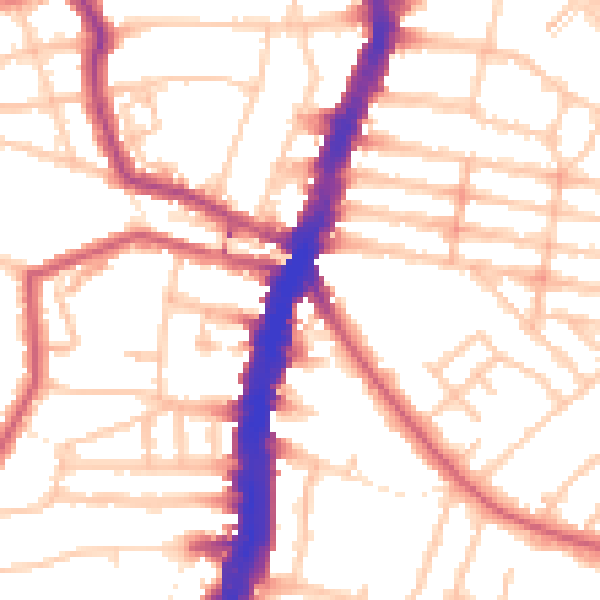 Daytime road noise heatmap for SW16 1EG