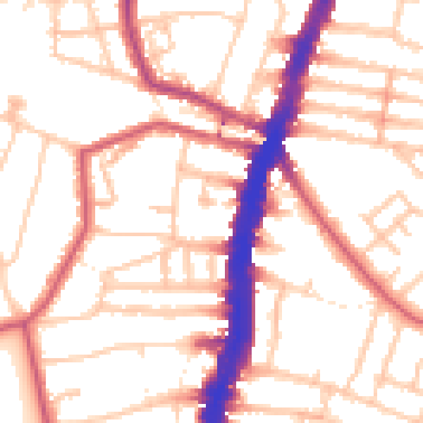 Daytime road noise heatmap for SW16 1NE
