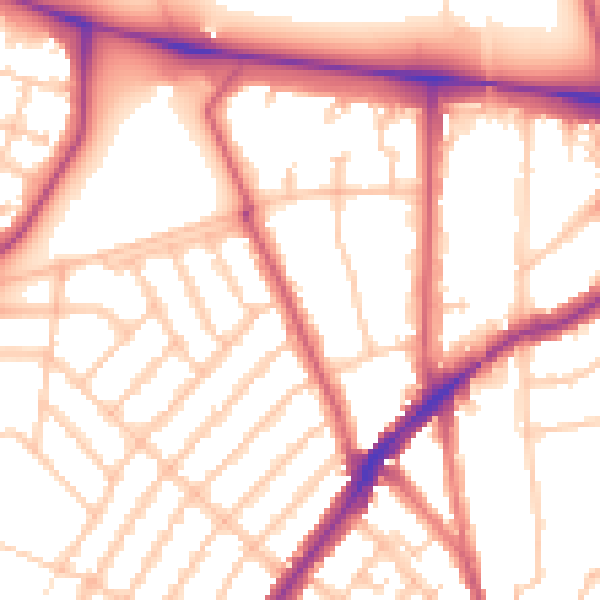 Daytime road noise heatmap for SW16 1NR