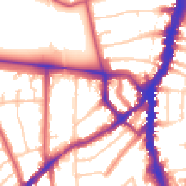 Daytime road noise heatmap for SW16 1QW