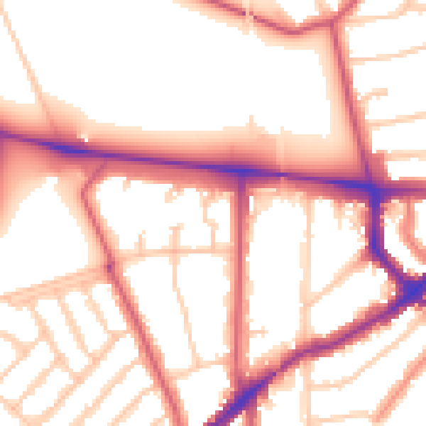 Daytime road noise heatmap for SW16 1SD
