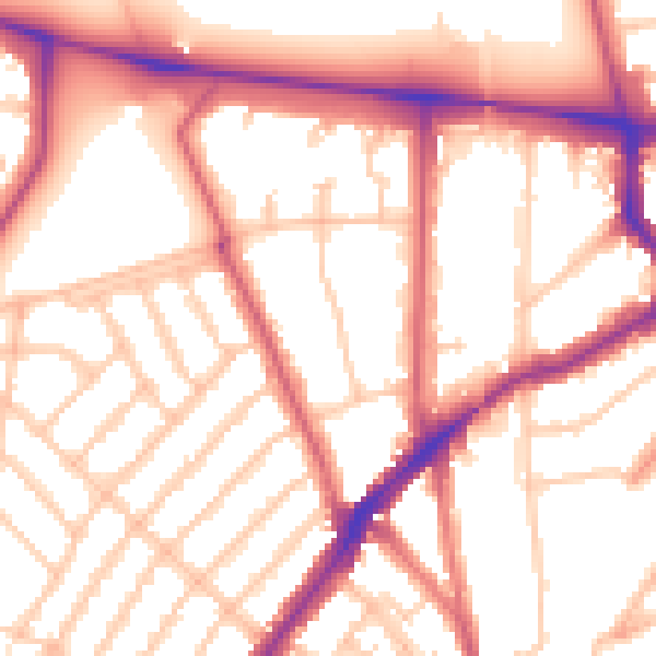 Daytime road noise heatmap for SW16 1SW
