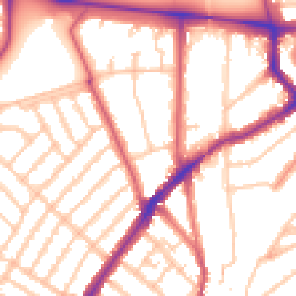 Daytime road noise heatmap for SW16 1TB
