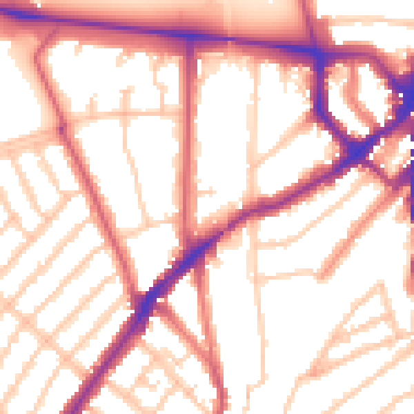 Daytime road noise heatmap for SW16 1TF