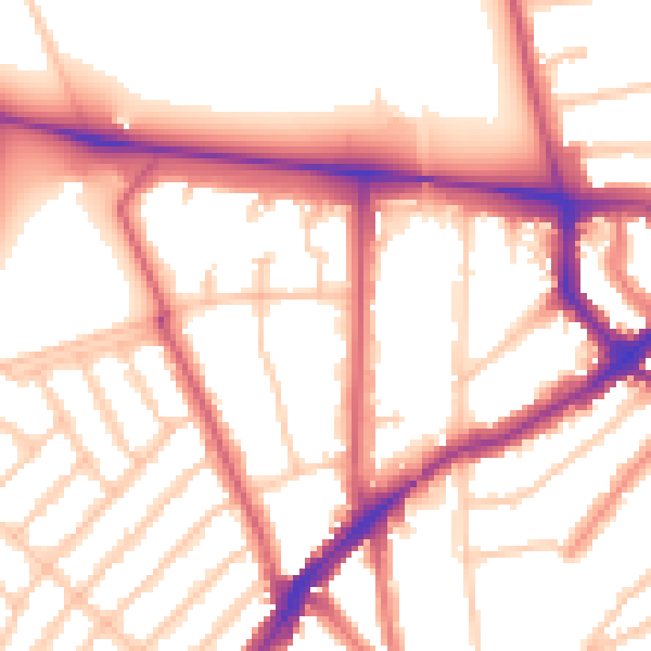 Daytime road noise heatmap for SW16 1TY