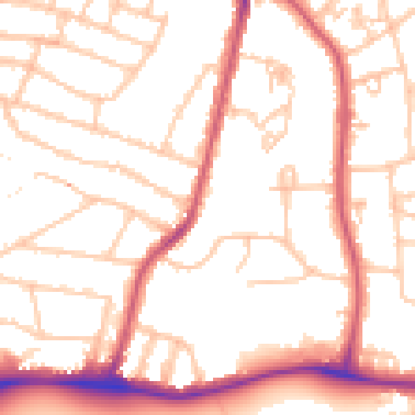 Daytime road noise heatmap for SW16 2AJ