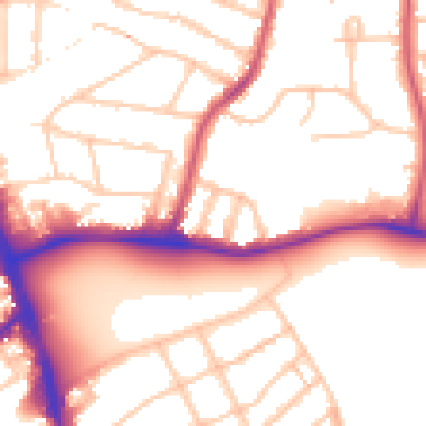 Daytime road noise heatmap for SW16 2AN