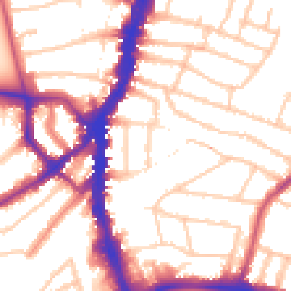 Daytime road noise heatmap for SW16 2BB