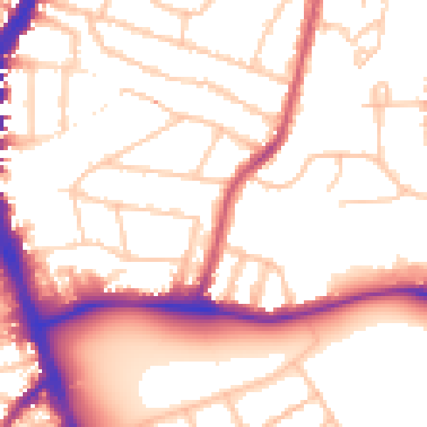 Daytime road noise heatmap for SW16 2EW