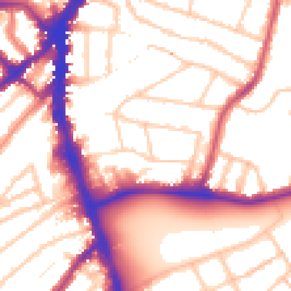 Daytime road noise heatmap for SW16 2EY