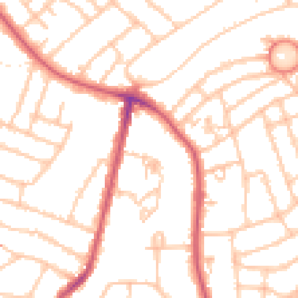Daytime road noise heatmap for SW16 2LD