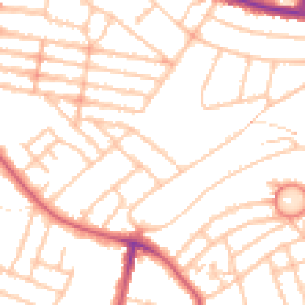 Daytime road noise heatmap for SW16 2LW