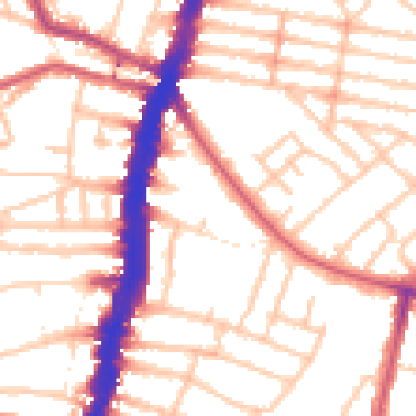 Daytime road noise heatmap for SW16 2PE